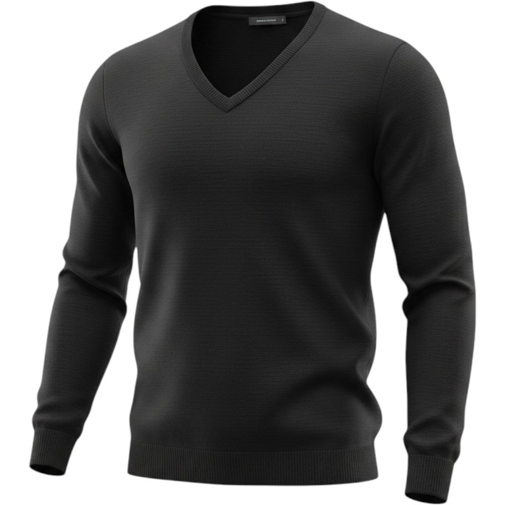 Country Road Mens Black Extra Fine Australian Merino Wool V-Neck Sweater Large